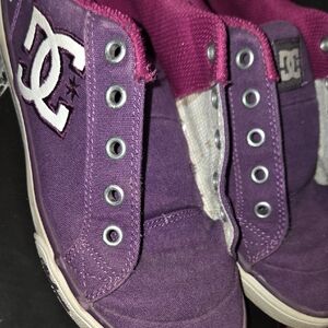 DC Purple and Pink High-Top Sneakers